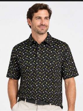 Men's Hardaddy Black polo W/Green golf tees Large